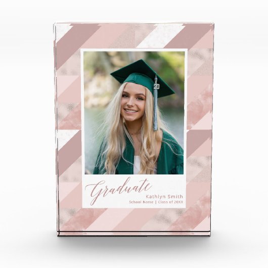 Roos Gold Marble Modern Afstuderen Girl Fotoblokken (Voorkant)