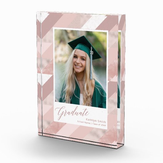 Roos Gold Marble Modern Afstuderen Girl Fotoblokken (Rechts)