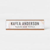 Roos Gold Marble Modern Kantoor Employee Bureau Naambordje (Voorkant)