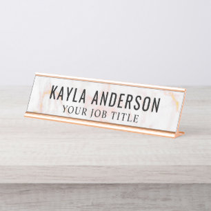 Roos Gold Marble Modern Kantoor Employee Bureau Naambordje