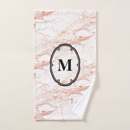 Roos Gold Marble Monogram Bad Handdoek (Handdoek)