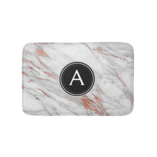 Roos Gold Marble Monogram Bath Mat. Badmat