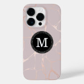Roos Gold Marble Monogram iPhone Case (Achterkant)