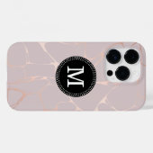 Roos Gold Marble Monogram iPhone Case (Achterkant (horizontaal))