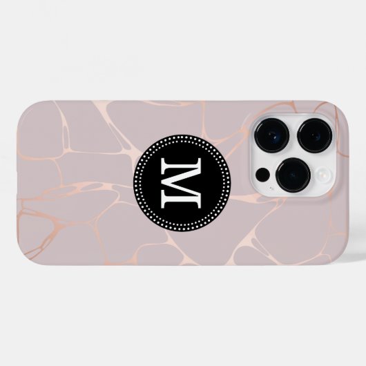 Roos Gold Marble Monogram iPhone Case (Achterkant (horizontaal))
