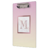 Roos Gold Marble Monogram Pink Ombre Klembord (Links)