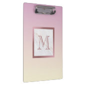 Roos Gold Marble Monogram Pink Ombre Klembord (Rechts)
