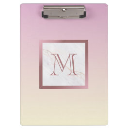 Roos Gold Marble Monogram Pink Ombre Klembord