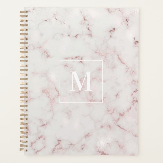 Roos Gold Marble Monogram Planner (Voorkant)
