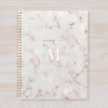 Roos Gold Marble Monogram Planner<br><div class="desc">Speciaal ontworpen notitieboek voor planners met modern,  stijlvol roos goud en roze marmer met gepersonaliseerd monogram.</div>