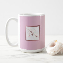 Roos Gold Marble Monogram Roze Vanilla Gradiënt Koffiemok
