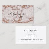 Roos Gold Marble Monogram Salon Visitekaartje (Voorkant / Achterkant)