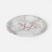 Roos Gold Marble-monogram Sjabloon personaliseren Papieren Bordje (Gekanteld)
