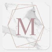 Roos Gold Marble Monogram Sticker (Voorkant)