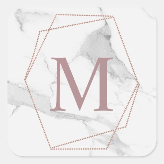 Roos Gold Marble Monogram Sticker (Voorkant)