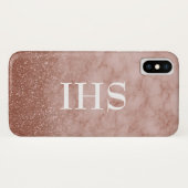 Roos Gold Marble Monogram Telefoontas Case-Mate iPhone Case (Achterkant (horizontaal))