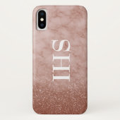Roos Gold Marble Monogram Telefoontas Case-Mate iPhone Case (Achterkant)