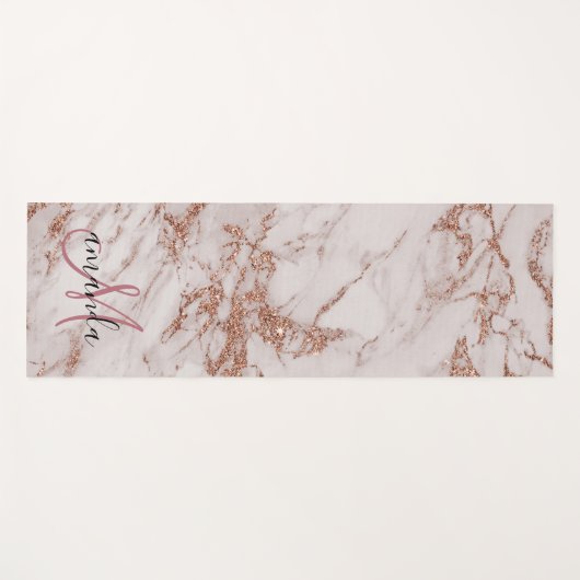 Roos Gold Marble Monogram Yogamat (Voorkant (horizontaal))