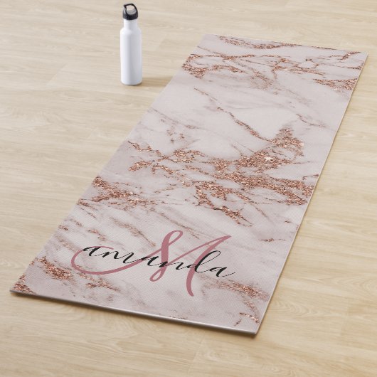 Roos Gold Marble Monogram Yogamat (In situ)