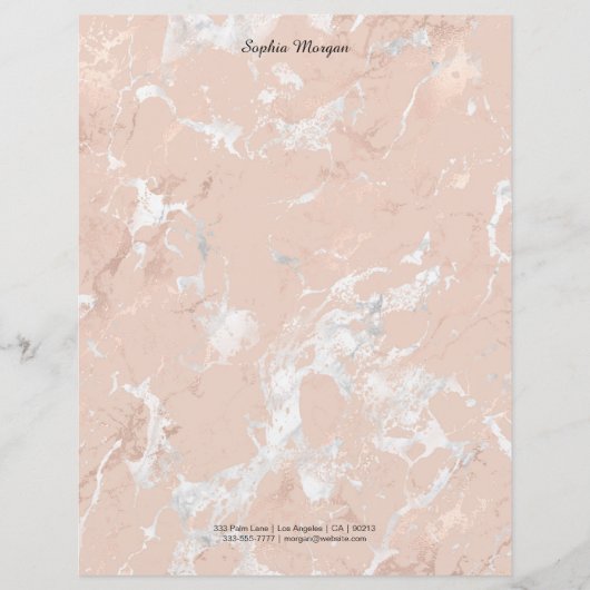 Roos Gold Marble, naam/contactgegevens in zwart-wi (Voorkant)