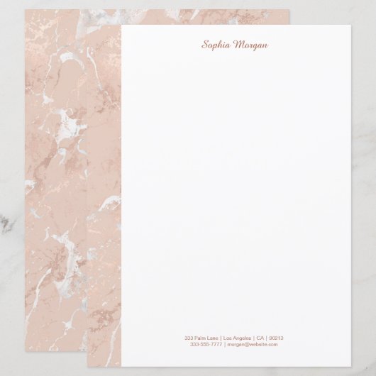 Roos Gold Marble, naam en contactgegevens, versie (Voorkant / Achterkant)