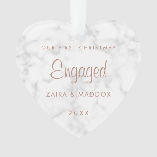 Roos Gold Marble Ons eerste kerstfeest Ornament (voorkant)