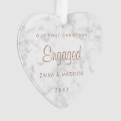 Roos Gold Marble Ons eerste kerstfeest Ornament (voorkant)