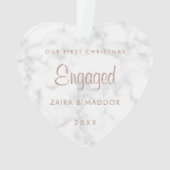 Roos Gold Marble Ons eerste kerstfeest Ornament (achterkant)