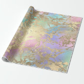 Roos Gold Marble Pastel Unicorn Urban Abstract Cadeaupapier (Uitgerold)