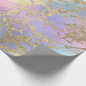 Roos Gold Marble Pastel Unicorn Urban Abstract Cadeaupapier (Hoek)