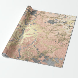 Roos Gold Marble Peach Blush Grey Abstract Cadeaupapier