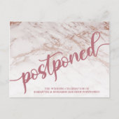 Roos Gold Marble Postponed Wedding Announding Briefkaart (Voorkant)