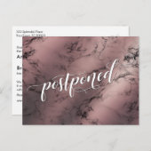 Roos Gold Marble Postponed Wedding Announding Briefkaart (Voorkant / Achterkant)