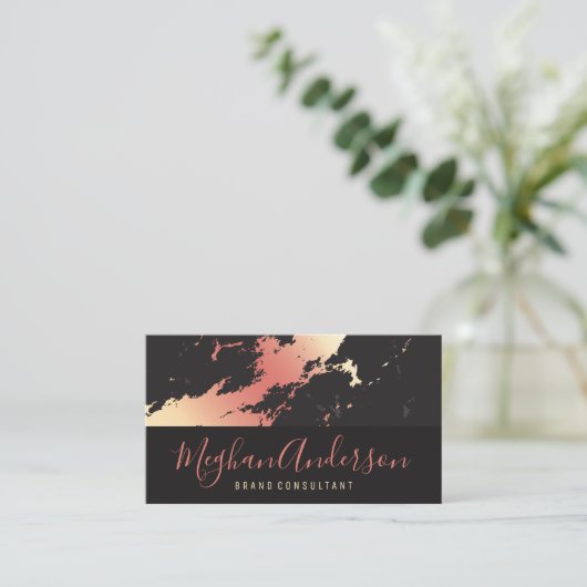 Roos Gold Marble | Reeks handtekeningen Visitekaartje (Staand voorkant)