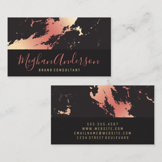 Roos Gold Marble | Reeks handtekeningen Visitekaartje (Voorkant / Achterkant)