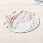 Roos Gold Marble Ronde Kartonnen Onderzetter (Gebogen)