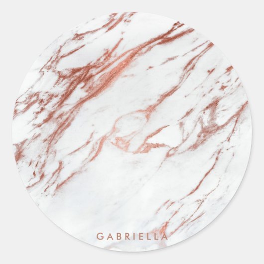 Roos Gold Marble Ronde Sticker (Voorkant)
