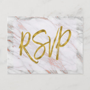 Roos Gold Marble RSVP Weddenschap Uitnodiging Briefkaart