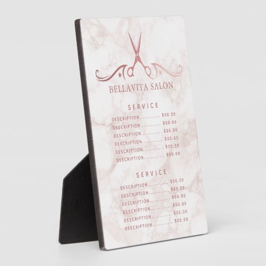 Roos Gold Marble Salon Prijs Menu Fotoplaat (Zijkant)