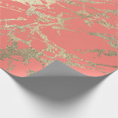 Roos Gold Marble Shiny Glam Coral Abstract minima Cadeaupapier (Hoek)