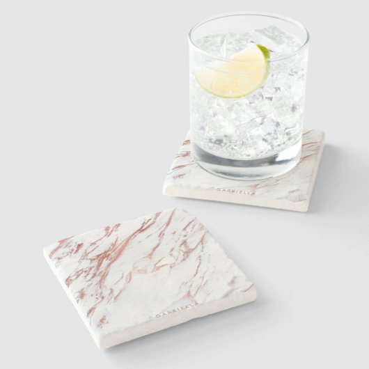 Roos Gold Marble Stenen Onderzetter (Zijkant)