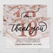 Roos Gold Marble Sweet 18 Birthday Bedankkaart (Voorkant / Achterkant)