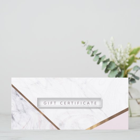 Roos Gold Marble Swirl & Blush Cadeaubon (Staand voorkant)