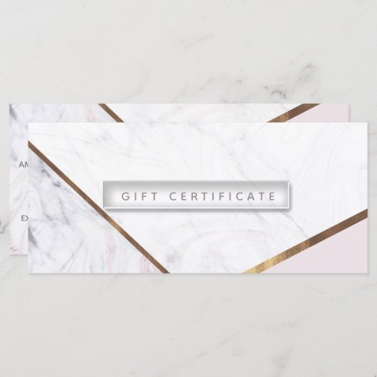 Roos Gold Marble Swirl & Blush Cadeaubon (Voorkant / Achterkant)