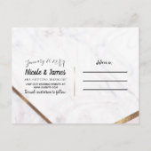 Roos Gold Marble Swirl & Blush Pink Bewaar de datu Aankondigingskaart (Achterkant)