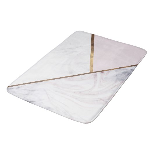 Roos Gold Marble Swirl & Blush Pink Bronze Glam Badmat (Gekanteld)