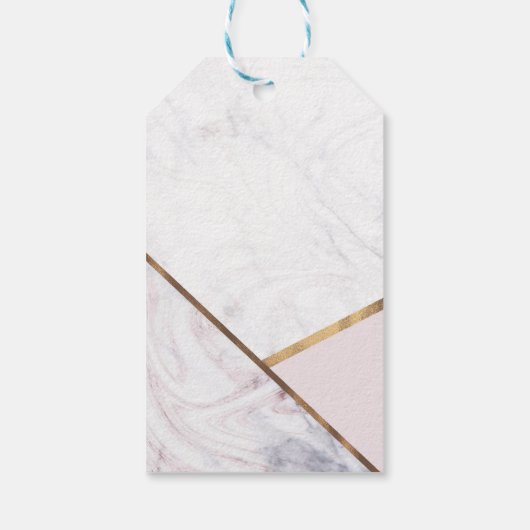 Roos Gold Marble Swirl & Blush Pink Bronze Glam Cadeaulabel (Achterkant)