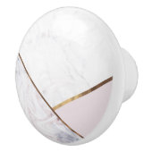 Roos Gold Marble Swirl & Blush Pink Bronze Glam Keramische Knop (Rechts)