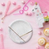 Roos Gold Marble Swirl & Blush Pink Bronze Glam Papieren Bordje (Feest)