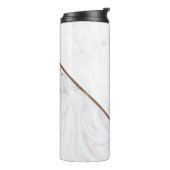 Roos Gold Marble Swirl & Blush Pink Bronze Glam Thermosbeker (Gedraaid links)